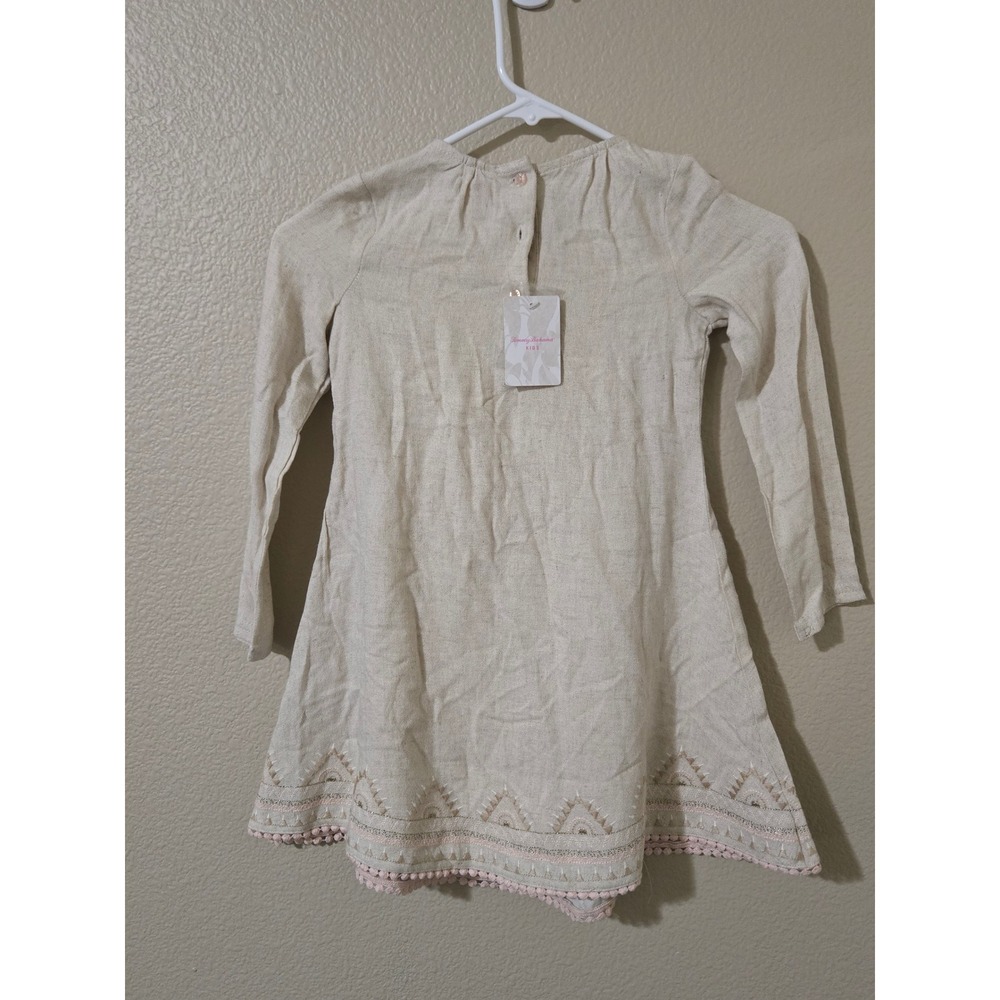 Tommy Bahama Kids Girls Beige Embroidered Pom Pom Boho Long Sleeve Dress Size 5 - Picture 6 of 6